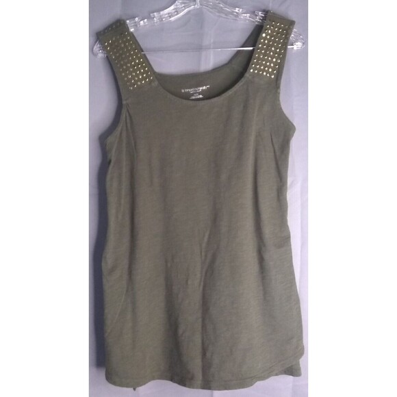 Liz Lange Maternity Green Tank with Gold Studded Straps Size Medium - Picture 1 of 8